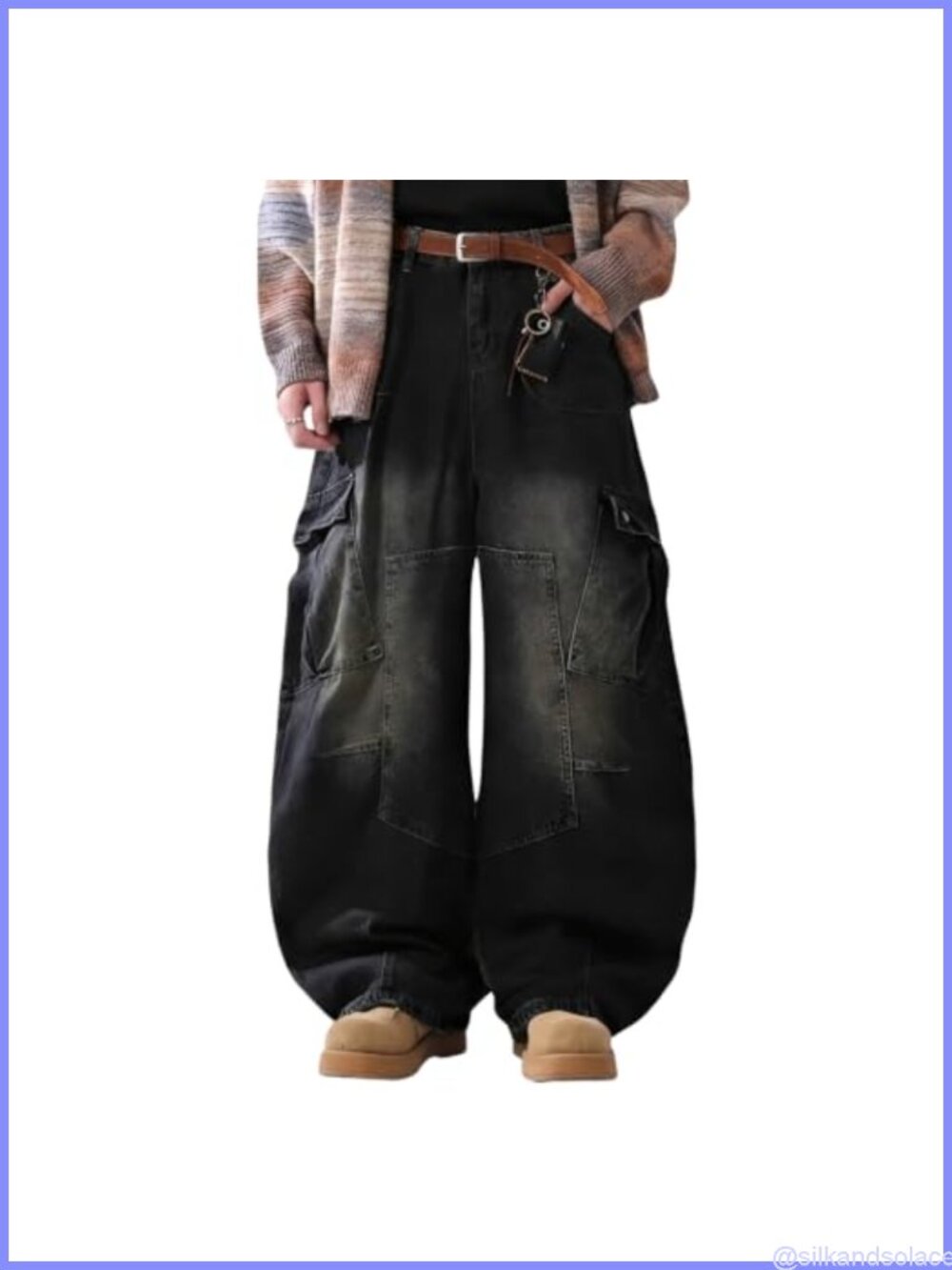 Baggy Cargo Wide Leg Barrel Denim Jeans Oversized Men's